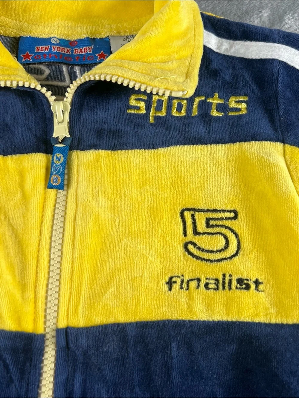 Vintage New York Baby Athletic Y2K Velour Tracksuit Yellow Blue Sz 24 Months
